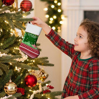 Oman Christmas Stocking with Green-Red Pattern, Mosque and Fort Landmarks, and Festive Ornament Motif - Wonder Print Shop
