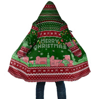 Oman Christmas Cloak with Green-Red Pattern, Mosque and Fort Landmarks, and Festive Ornament Motif - Wonder Print Shop