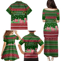 Oman Christmas Family Matching Puletasi and Hawaiian Shirt with Green-Red Pattern, Mosque and Fort Landmarks, and Festive Ornament Motif - Wonder Print Shop
