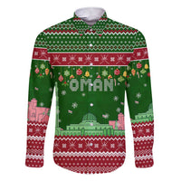 Oman Christmas Family Matching Short Sleeve Bodycon Dress and Hawaiian Shirt with Green-Red Pattern, Mosque and Fort Landmarks, and Festive Ornament Motif - Wonder Print Shop