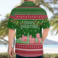 Oman Christmas Hawaiian Shirt with Green-Red Pattern, Mosque and Fort Landmarks, and Festive Ornament Motif - Wonder Print Shop