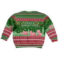 Oman Christmas Kid Ugly Christmas Sweater with Green-Red Pattern, Mosque and Fort Landmarks, and Festive Ornament Motif - Wonder Print Shop