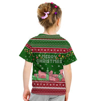 Oman Christmas Kid T Shirt with Green-Red Pattern, Mosque and Fort Landmarks, and Festive Ornament Motif - Wonder Print Shop