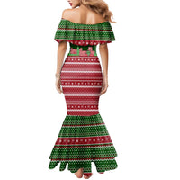 Oman Christmas Mermaid Dress with Green-Red Pattern, Mosque and Fort Landmarks, and Festive Ornament Motif - Wonder Print Shop