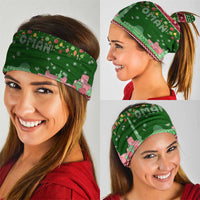 Oman Christmas Neck Gaiter with Green-Red Pattern, Mosque and Fort Landmarks, and Festive Ornament Motif - Wonder Print Shop