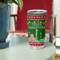 Oman Christmas Tumbler Cup with Green-Red Pattern, Mosque and Fort Landmarks, and Festive Ornament Motif - Wonder Print Shop