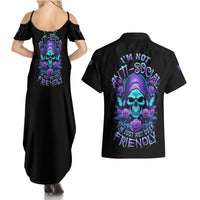I'm Not Anti-social Mad Reaper Skull Couples Matching Summer Maxi Dress and Hawaiian Shirt - Wonder Print Shop