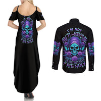 I'm Not Anti-social Mad Reaper Skull Couples Matching Summer Maxi Dress and Long Sleeve Button Shirt - Wonder Print Shop