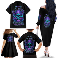 I'm Not Anti-social Mad Reaper Skull Family Matching Off Shoulder Long Sleeve Dress and Hawaiian Shirt - Wonder Print Shop
