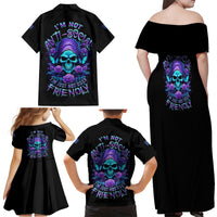 I'm Not Anti-social Mad Reaper Skull Family Matching Off Shoulder Maxi Dress and Hawaiian Shirt - Wonder Print Shop