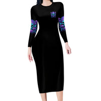 I'm Not Anti-social Mad Reaper Skull Long Sleeve Bodycon Dress - Wonder Print Shop
