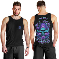 I'm Not Anti-social Mad Reaper Skull Men Tank Top - Wonder Print Shop