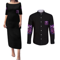 I'M Not A B I'M Just Honest Skull Butterfly Couples Matching Puletasi Dress and Long Sleeve Button Shirt - Wonder Print Shop