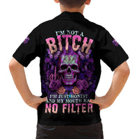 I'M Not A B I'M Just Honest Skull Butterfly Family Matching Long Sleeve Bodycon Dress and Hawaiian Shirt - Wonder Print Shop