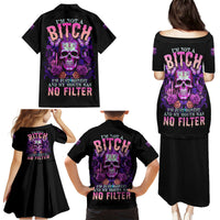 I'M Not A B I'M Just Honest Skull Butterfly Family Matching Puletasi Dress and Hawaiian Shirt - Wonder Print Shop