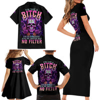 I'M Not A B I'M Just Honest Skull Butterfly Family Matching Short Sleeve Bodycon Dress and Hawaiian Shirt - Wonder Print Shop