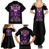 I'M Not A B I'M Just Honest Skull Butterfly Family Matching Summer Maxi Dress and Hawaiian Shirt - Wonder Print Shop