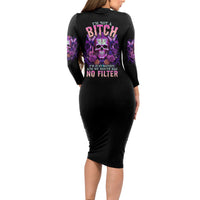 I'M Not A B I'M Just Honest Skull Butterfly Long Sleeve Bodycon Dress - Wonder Print Shop