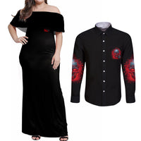 Walk Away I Have Anger Issues And A Serious Dislike For Couples Matching Off Shoulder Maxi Dress and Long Sleeve Button Shirt - Wonder Print Shop