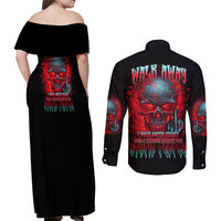 Walk Away I Have Anger Issues And A Serious Dislike For Couples Matching Off Shoulder Maxi Dress and Long Sleeve Button Shirt - Wonder Print Shop