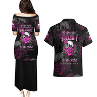 The Good Girl In Me Got Tired Skull Rose Couples Matching Puletasi Dress and Hawaiian Shirt - Wonder Print Shop