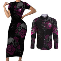 The Good Girl In Me Got Tired Skull Rose Couples Matching Short Sleeve Bodycon Dress and Long Sleeve Button Shirt - Wonder Print Shop