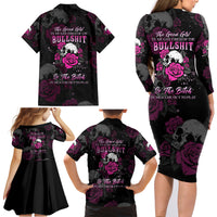 The Good Girl In Me Got Tired Skull Rose Family Matching Long Sleeve Bodycon Dress and Hawaiian Shirt - Wonder Print Shop
