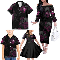 The Good Girl In Me Got Tired Skull Rose Family Matching Off Shoulder Long Sleeve Dress and Hawaiian Shirt - Wonder Print Shop