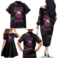 The Good Girl In Me Got Tired Skull Rose Family Matching Off Shoulder Long Sleeve Dress and Hawaiian Shirt - Wonder Print Shop