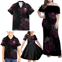 The Good Girl In Me Got Tired Skull Rose Family Matching Off Shoulder Maxi Dress and Hawaiian Shirt - Wonder Print Shop