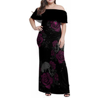 The Good Girl In Me Got Tired Skull Rose Family Matching Off Shoulder Maxi Dress and Hawaiian Shirt - Wonder Print Shop