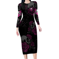 The Good Girl In Me Got Tired Skull Rose Long Sleeve Bodycon Dress - Wonder Print Shop