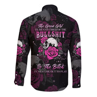 The Good Girl In Me Got Tired Skull Rose Long Sleeve Button Shirt - Wonder Print Shop
