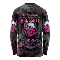 The Good Girl In Me Got Tired Skull Rose Long Sleeve Shirt - Wonder Print Shop