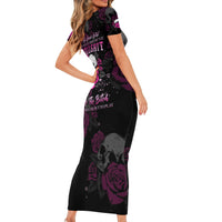 The Good Girl In Me Got Tired Skull Rose Short Sleeve Bodycon Dress - Wonder Print Shop