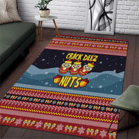 Funny Nutcracker Christmas Area Rug with Crack Deez Nuts Quote and Holiday Pattern Design - Wonder Print Shop