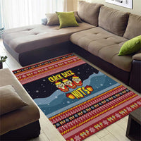 Funny Nutcracker Christmas Area Rug with Crack Deez Nuts Quote and Holiday Pattern Design - Wonder Print Shop