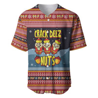 Funny Nutcracker Christmas Baseball Jersey with Crack Deez Nuts Quote and Holiday Pattern Design - Wonder Print Shop