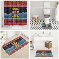 Funny Nutcracker Christmas Bathroom Set with Crack Deez Nuts Quote and Holiday Pattern Design - Wonder Print Shop