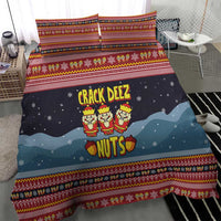 Funny Nutcracker Christmas Bedding Set with Crack Deez Nuts Quote and Holiday Pattern Design - Wonder Print Shop