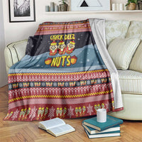 Funny Nutcracker Christmas Blanket with Crack Deez Nuts Quote and Holiday Pattern Design - Wonder Print Shop