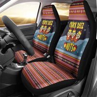 Funny Nutcracker Christmas Car Seat Cover with Crack Deez Nuts Quote and Holiday Pattern Design - Wonder Print Shop