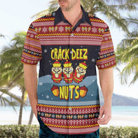 Funny Nutcracker Christmas Hawaiian Shirt with Crack Deez Nuts Quote and Holiday Pattern Design - Wonder Print Shop