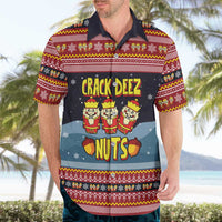 Funny Nutcracker Christmas Hawaiian Shirt with Crack Deez Nuts Quote and Holiday Pattern Design - Wonder Print Shop