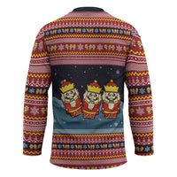 Funny Nutcracker Christmas Hockey Jersey with Crack Deez Nuts Quote and Holiday Pattern Design - Wonder Print Shop