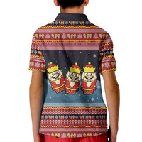 Funny Nutcracker Christmas Kid Polo Shirt with Crack Deez Nuts Quote and Holiday Pattern Design - Wonder Print Shop