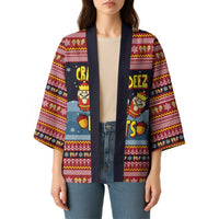 Funny Nutcracker Christmas Kimono with Crack Deez Nuts Quote and Holiday Pattern Design - Wonder Print Shop