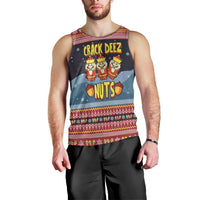 Funny Nutcracker Christmas Men Tank Top with Crack Deez Nuts Quote and Holiday Pattern Design - Wonder Print Shop