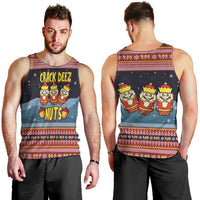 Funny Nutcracker Christmas Men Tank Top with Crack Deez Nuts Quote and Holiday Pattern Design - Wonder Print Shop