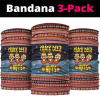 Funny Nutcracker Christmas Neck Gaiter with Crack Deez Nuts Quote and Holiday Pattern Design - Wonder Print Shop